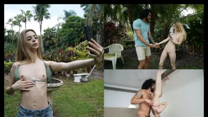 瘦小的金髮美女在被猛肏前拍性感自拍